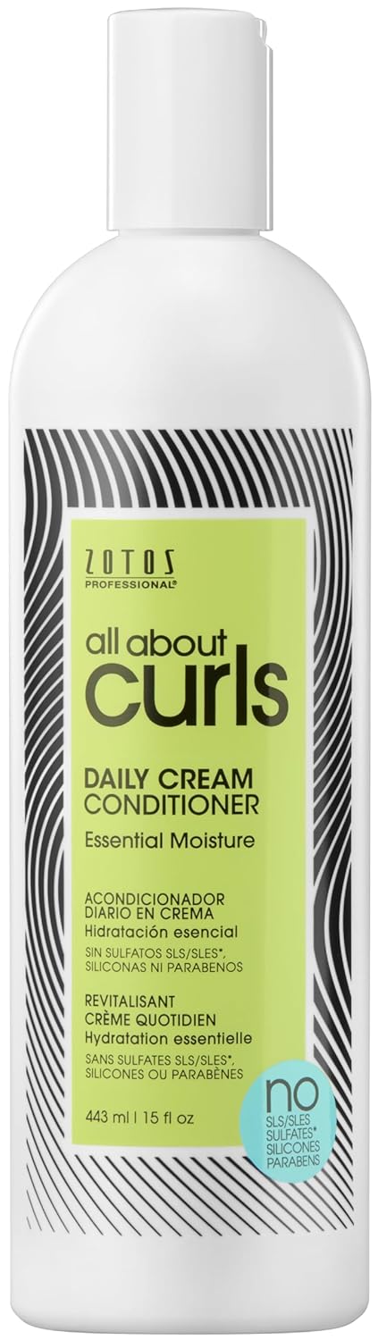 ALL ABOUT CURLS Daily Cream Conditioner Essential Moisture for All Curly Hair Types | Strengthens | 3X Resistance to Breaking | Cruelty-Free & Sulfate-Free, 15 Fl Oz