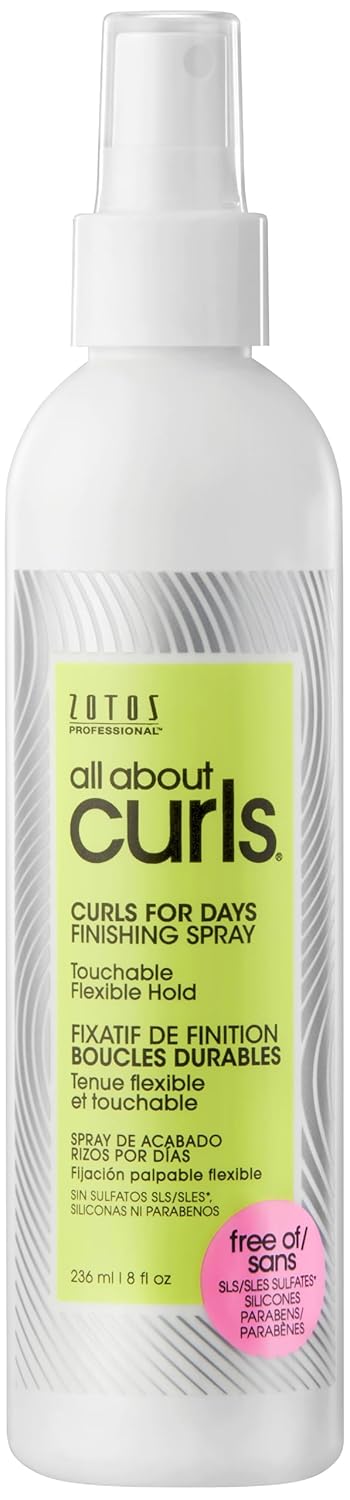 ALL ABOUT CURLS Curls For Days Finishing Spray | Touchable Flexible Hold | De-Frizz | Locks Out Humidity | All Curly Hair Types | Vegan & Cruelty Free | Sulfate Free | 8 Fl Oz