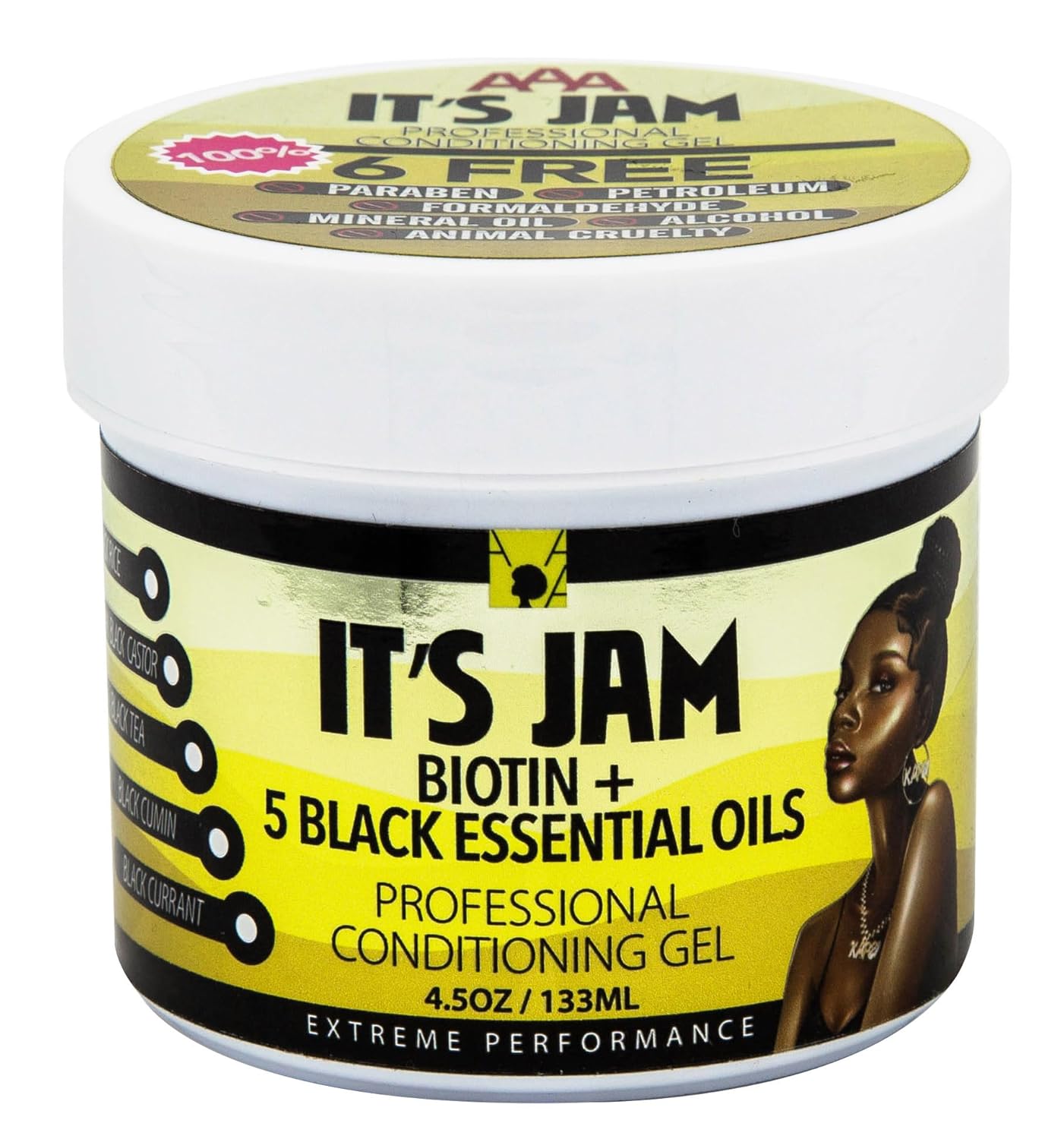 African Anti Aging It's Jam Professional Conditioning Gel With Biotin + 5 Black Essential Oils 4.5 Oz