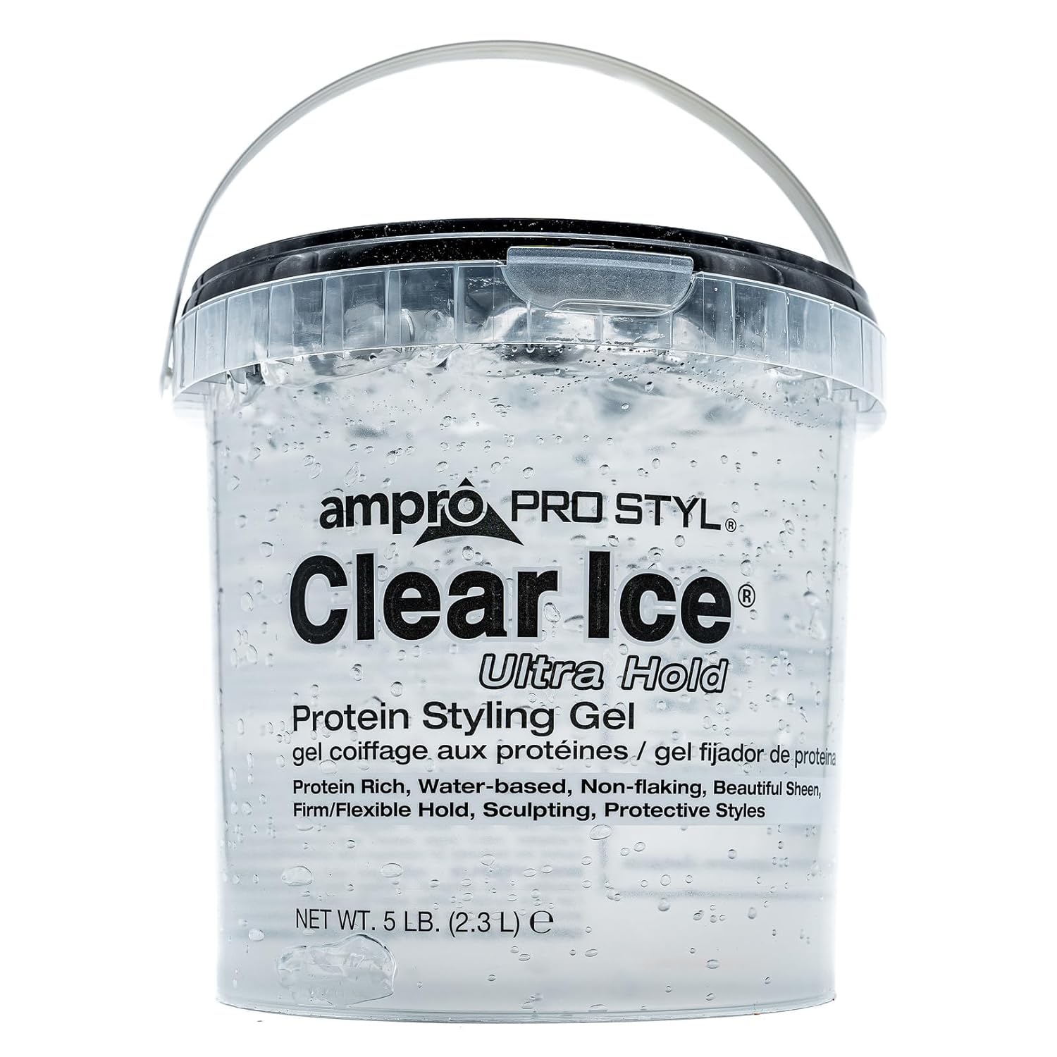 AmPro Pro Styl Clear Ice Styling Gel - Protects and Strengthens Your Strands - Non-Flaking, Alcohol Free, Vegan Formula - Flexible, Touchable Hold for All Hair Types - 80 oz