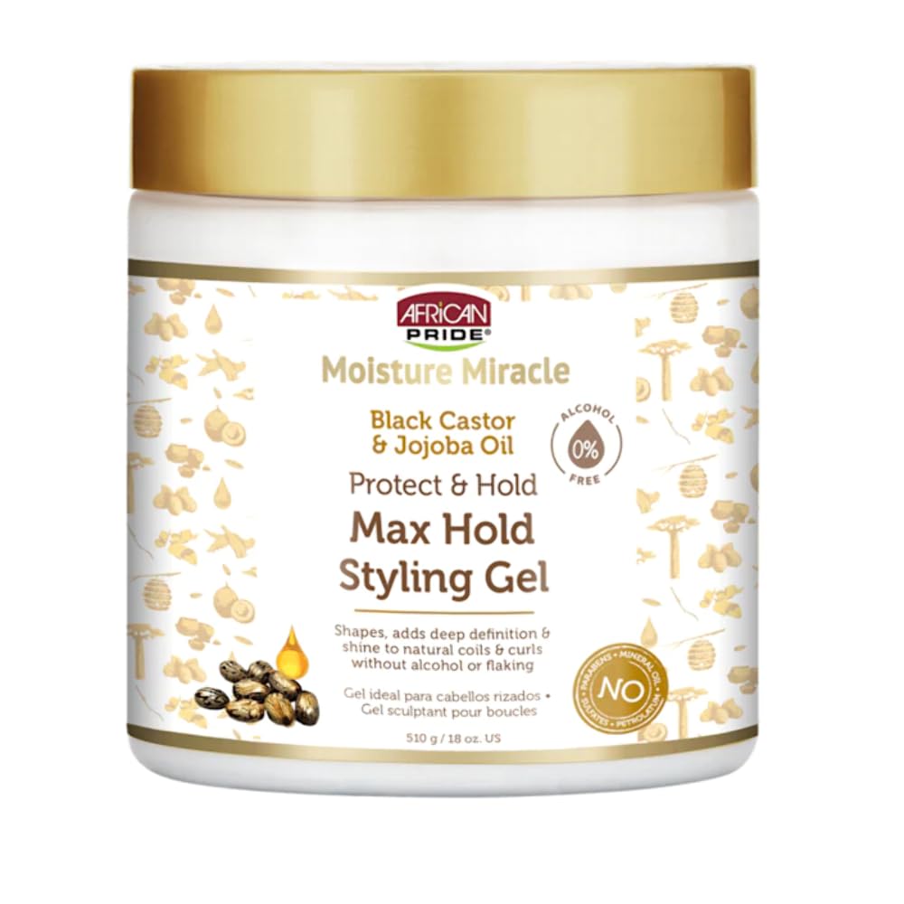 African Pride Moisture Miracle Max Hold Styling Gel with Black Castor Oil& Jojoba Oil - 18 fl oz