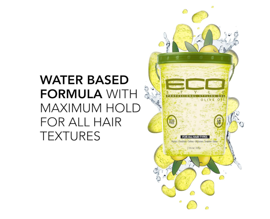 Eco Style Gel Olive Oil Styling Gel - Adds Shine and Tames Split Ends - Delivers Moisture to the Scalp - Nourishes And Repairs - Provides Weightless and Superior Hold - Ideal for all Hair - 80 oz