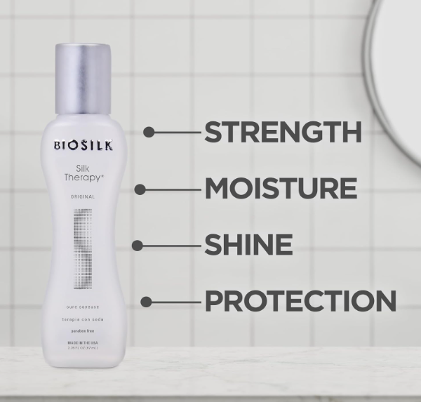 BioSilk Silk Therapy Original, Reconstructing Treatment For Adding Shine & Helping Prevent Split Ends, Sulfate, Paraben, & Cruelty-Free, 2.26 Oz