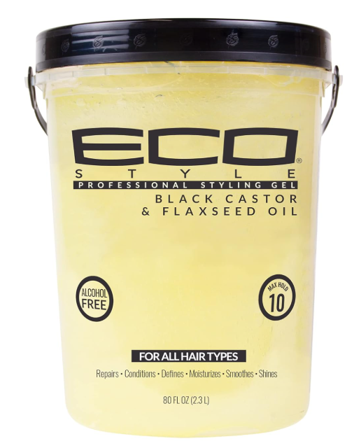 Eco Style Black Castor and Flaxseed Oil Styling Gel - Helps Nourish and Repair Damaged Hair - Promotes Healthy Scalp - Provides Superior and Weightless Hold - Delivers Long Lasting Shine - 80 oz