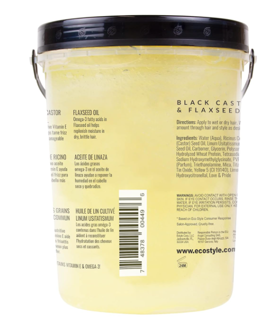 Eco Style Black Castor and Flaxseed Oil Styling Gel - Helps Nourish and Repair Damaged Hair - Promotes Healthy Scalp - Provides Superior and Weightless Hold - Delivers Long Lasting Shine - 80 oz