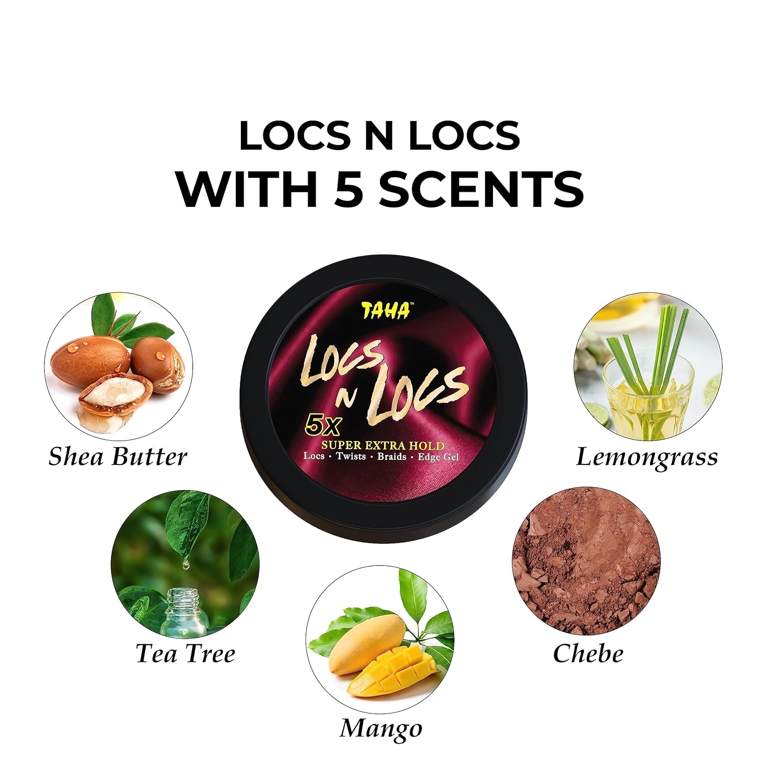 Taha Locs & Locs Gel - 5X Super Extra Hold, Natural & Non-Damaging for Locs, Braids, Twists - 16 Oz (Mango, 1 Pound