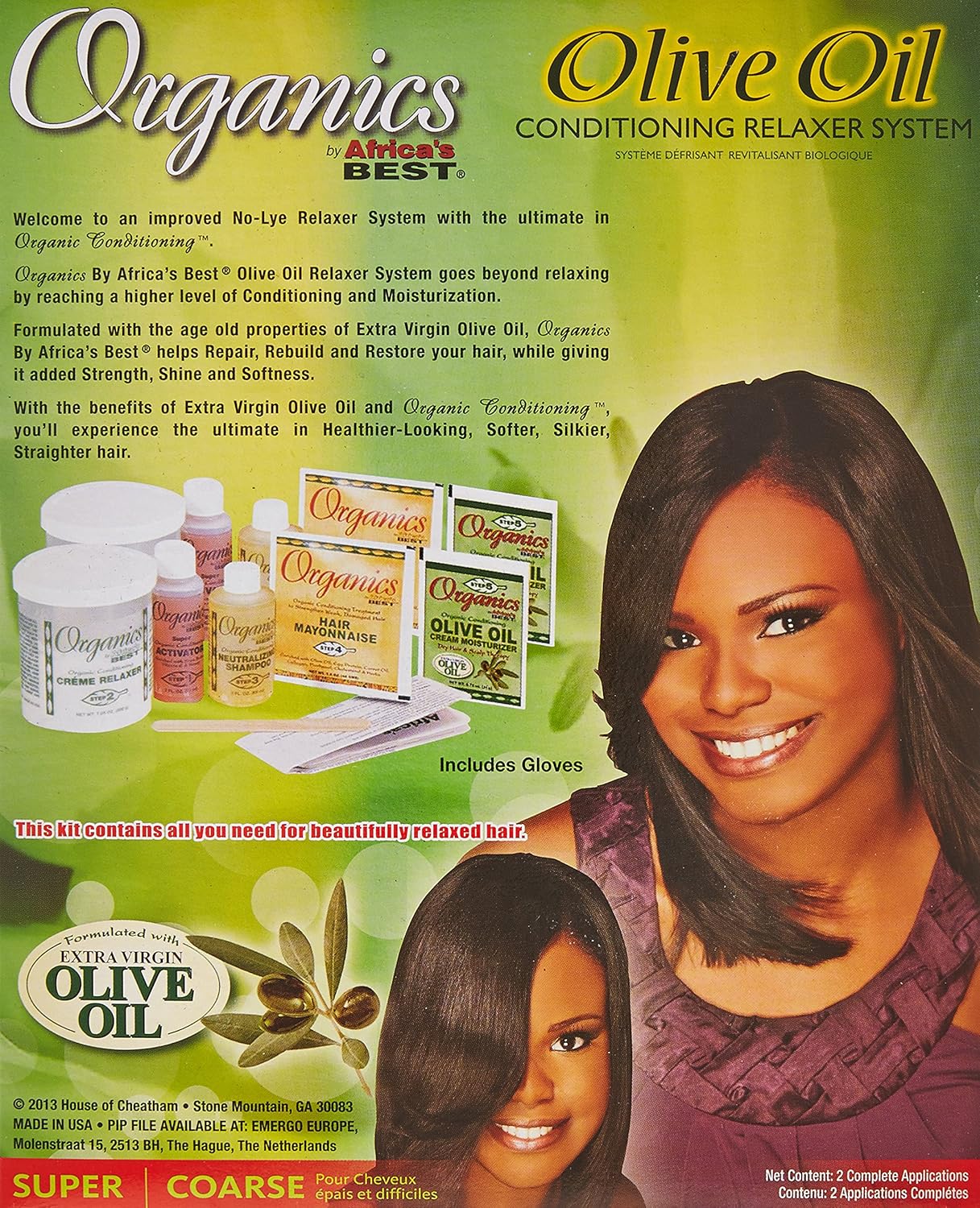 Originals By Africa's Best Olive Oil Conditioning Relaxer System 2-Pack, Helps Repair, Rebuild and Restore Your Hair's Elasticity and Softens & Shines, Designed for Coarse Hair Textures